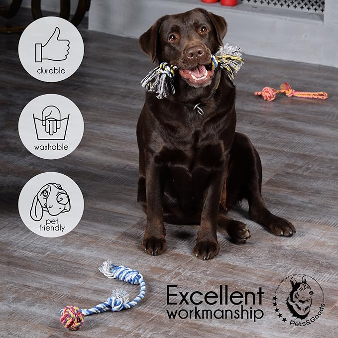 Pets&Goods Dog Rope Chew Toys – 5-Pack Durable Cotton Tug Toys for Puppies & Small/Medium Dogs – Dental Cleaning, Teething Relief, Washable & Safe Play