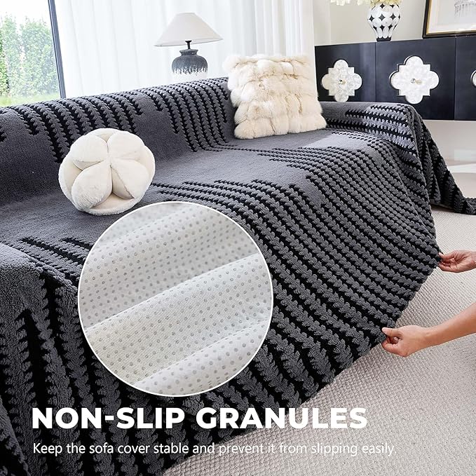 Non Slip Couch Covers for 2 Cushion Couch Sofa, Pet Friendly Sofa Covers Washable, Heavy Duty Scratch Resistant Furniture Cover for Dogs Fits Love Seat, 91" x 118", Gray