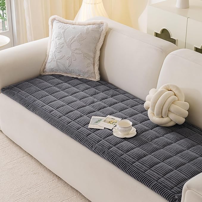 MYSKY HOME Couch Cover for Dogs Washable, Dog Sofa Couch Covers,Washable Non-Slip Couch Sofa Cover Protector Dog Mat for 2 Cushions and Sofas(Dark Grey,27.6" x 59")
