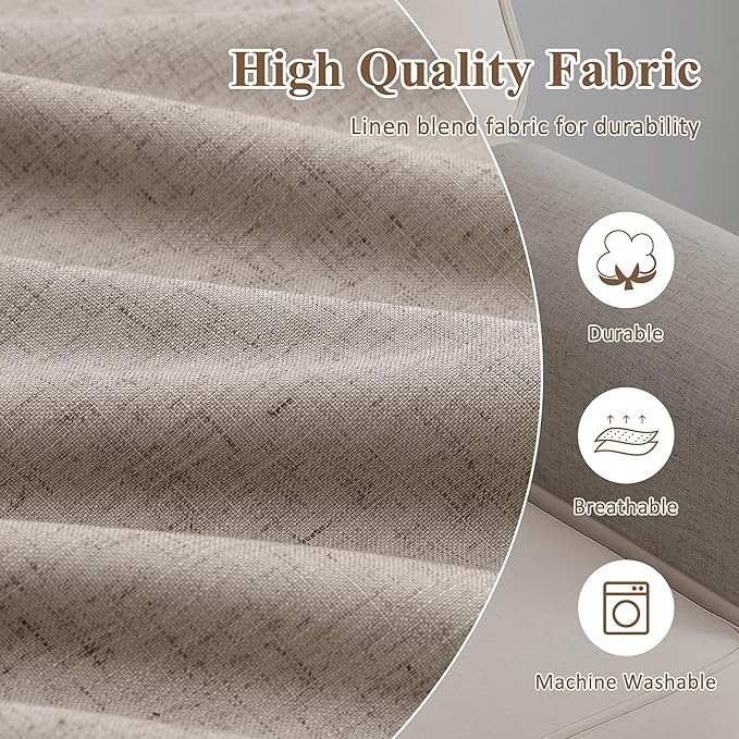 SPWIY Couch Arm Covers Linen Chair Arm Covers Anti-Scratch & Stain Resistant Furniture Protector for Sofa Set of 2 Washable Recliner Armrest Cover for Pets, 20" W x 24" L, Camel