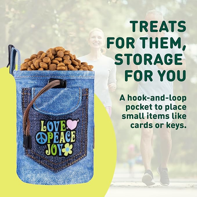 INSPECTOR TAIL Dog Treat Pouch w Drawstring to Prevent Spills | 2 Cup Tote | Hands Free w 4 Ways to Wear Puppy Bag w Pockets for Snacks Poop Bags Keys & Cards | Pet Training Walking & Rewarding Holder