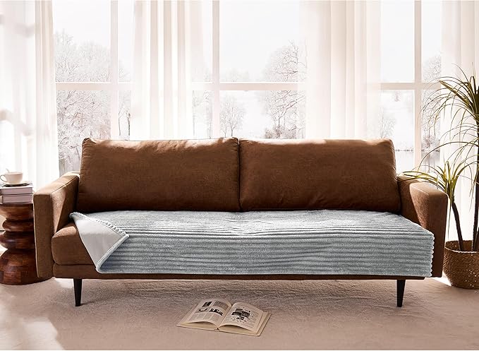 Meider Waterproof Dual Non-Slip Couch Cover for Dogs, Fuzzy Soft Pet Couch Covers for 2 Cushion Sofa loveseat, Pet Friendly Soft Dog Bed Covers Sofa Cover Washable (Seagull Gray, 33" x 62" 1 Pack)