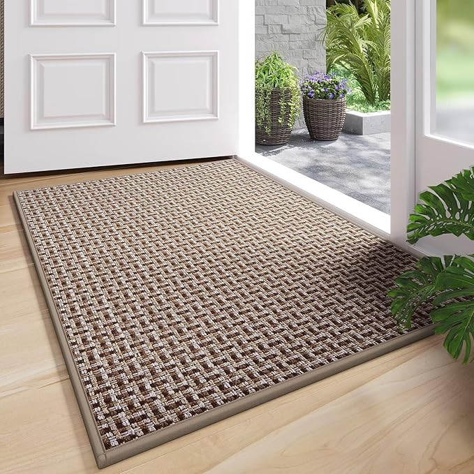 YDKGL Door Mat 31x47, Dirt Resistant and Absorbent, Non-Slip Rubber Backing Floor Mats, Easy Clean Low-Profile Doormat for Entryway, Front Door, Inside Entrance Brown