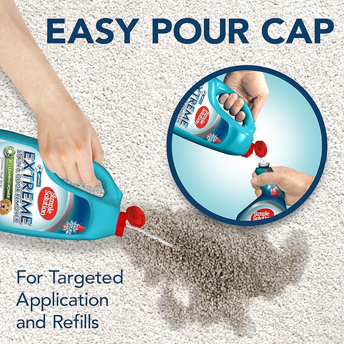 Simple Solution Stain & Odor Eliminator for Pets, Carpet Deodorizer, Enzyme Pet Odor Eliminator for Home, Stain Remover for Cat & Dog Pee, Urine Destroyer, Carpet Cleaner Spray, Spring Breeze, Gallon