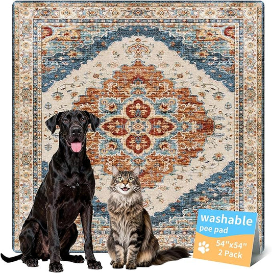 Dog Pee Pads Training Pads Upgrade Triple Thickness All-Purpose Super Absorbent & Leak-Proof, Quick Dry and Leak-Proof and Odor Control (Brick/Blue, 54" x54"x2PCS)