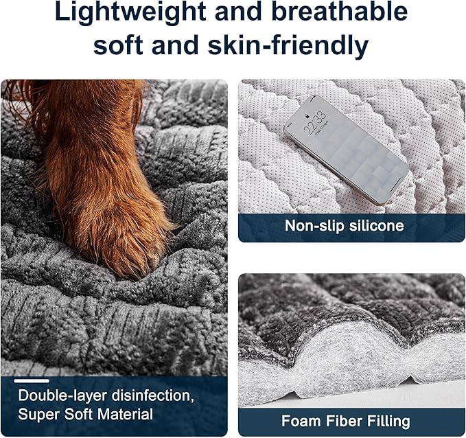 Couch Cover for Dogs Washable,Anti-Slip Back Cat Mat Pet Pad Blanket for Furniture Protector,Fuzzy Pet Sofa Cover for 3 Cushion Couch Sofa Pets Friendly (Dark Gray, 1pc/36"x80"/Seat Cover)