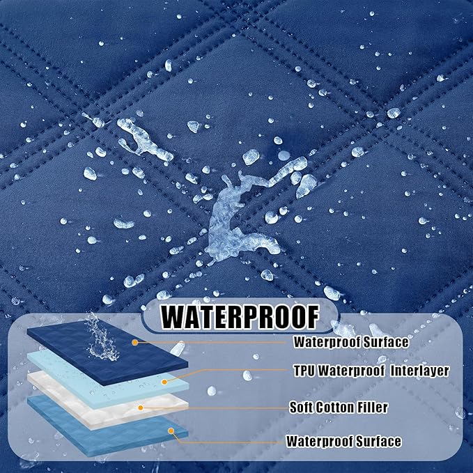 Smiry Waterproof Dog Bed Cover Blanket 30x70, Soft Reversible Pet Blanket, Washable Leakproof Cats Dogs Couch Cover for Sofa, Couch, Furniture, Lattice, Navy/Blue