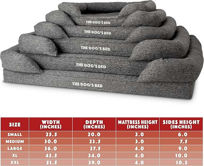 The Dog’s Bed, Large Grey Linen, Memory Foam, Pain Relief: Arthritis, Hip & Elbow Dysplasia, Post Surgery, Lameness, Supportive, Calming, Waterproof Washable Cover