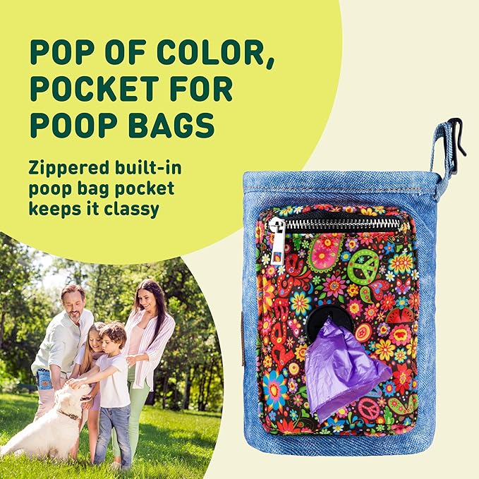INSPECTOR TAIL Dog Treat Pouch w Drawstring to Prevent Spills | 2 Cup Tote | Hands Free w 4 Ways to Wear Puppy Bag w Pockets for Snacks Poop Bags Keys & Cards | Pet Training Walking & Rewarding Holder