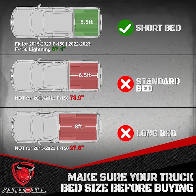 Truck Bed Mat Bed Liner (5.5ft,67.1in) Fit for Ford F-150 2015-2023| F150 Lightning 2022-2023, Not Fit Drop-in Liner