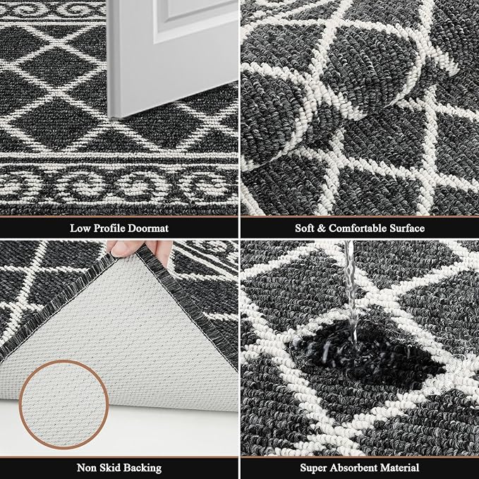 HEBE Washable Runner Rug 20"x59" Indoor Door Mat Runners,Non Slip Dirt Trapping Rug Runner Floor Mats Carpet Runners for Entryway Hallway Kitchen Garage Laundry Room