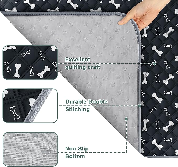 Eterish Reusable Washable Pee Pads for Dogs Large/Extra Large 36'' x 41'' 2 Pack, Absorbent Pet Puppy Dog Training Pads Non-Slip, Waterproof Whelping Potty Pads for Dogs Leak-Proof