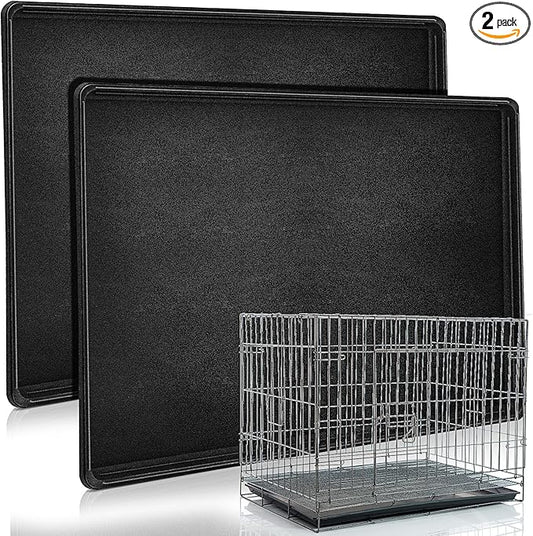 2 Pcs Replacement Dog Crate Pan Tray Kennel Bottom Tray Replacement Plastic Bottom Pan for Dog Crate, Black(30")