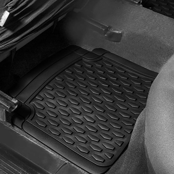 FH Group Automotive Floor Mats - Heavy-Duty Rubber Floor Mats for Cars, Universal Fit Full Set, ClimaProof Floor Mats, Trimmable Floor Mats For Most Sedan, SUV, Truck Floor Mats Black