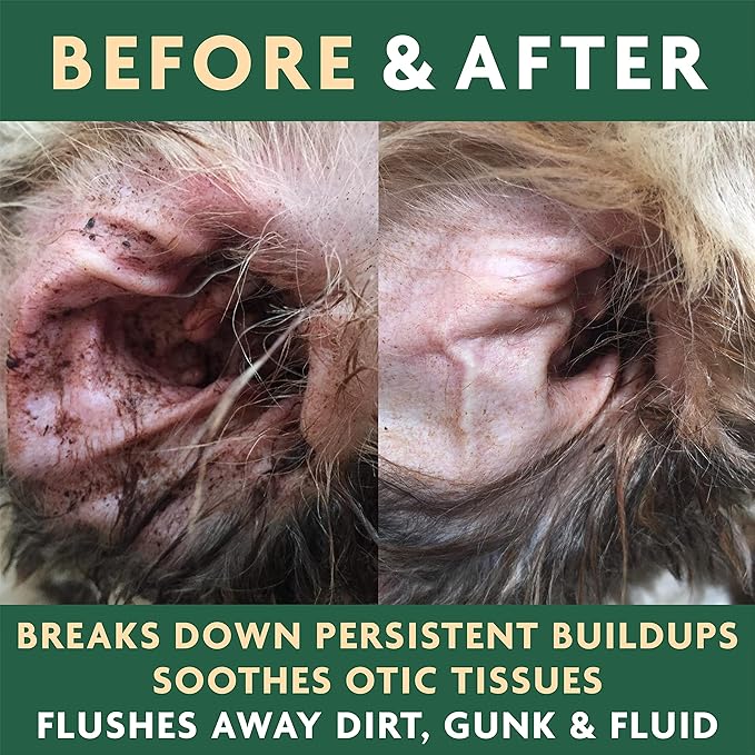 Vet Organics EcoEars Dog Ear Cleaner Solution–8 Oz. Natural Dog Ear Multi-Action Formula for Large or Small Canines – Ear Drops to Alleviate Itchy Ears, Shaking, & Otic Discharge–Puppy Supplies 2pk