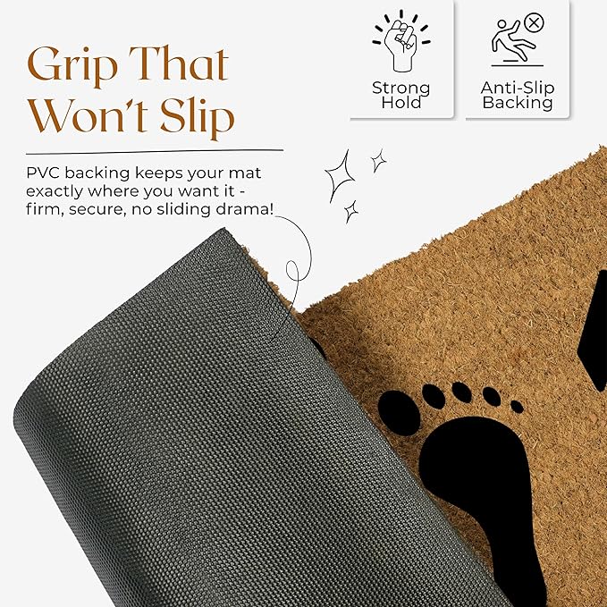 COCONIQ Coir Door Mats 17" X 30", Non-Slip Sturdy, PVC Backed Heavy Duty, Easy to Clean, Ideal for Door Entrance, Patio, Porch, Backyard, Garages, Step-in Footprints