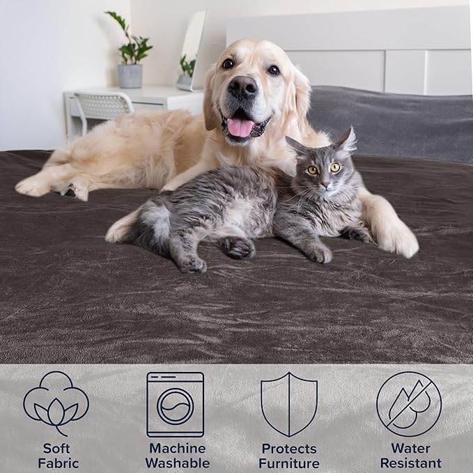 PETMAKER Dog Blanket - 60x80in Reversible Sherpa Blanket - Throw Blankets for Bed, Couch, or Car - Machine Washable Puppy Essentials (Charcoal)