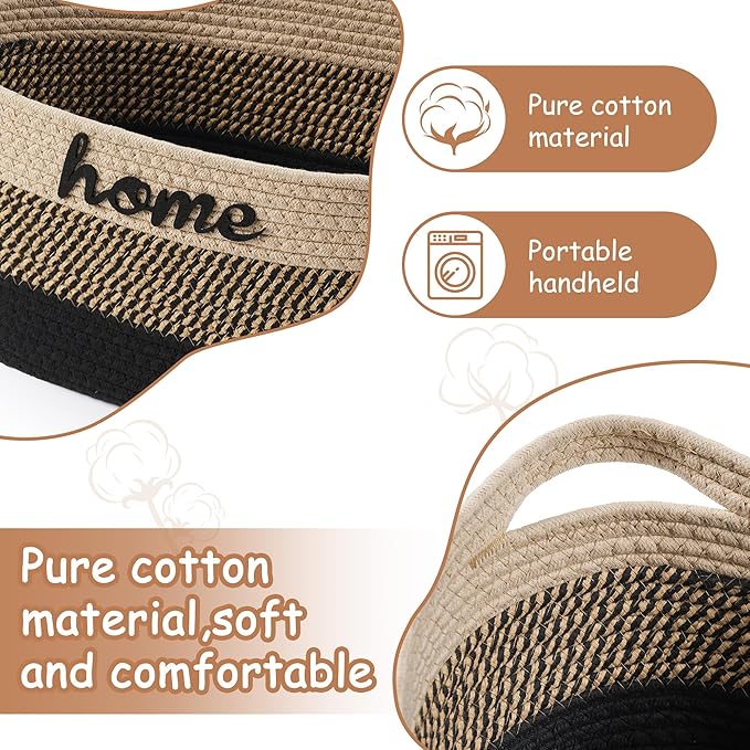 Dog Toy Basket Woven Baskets for Organizing Rope 22"X11"X7.9" Large Storage Basket with Handle Cute Cotton Nursery Gift Dog Toy Bins Organizer-Light Beige