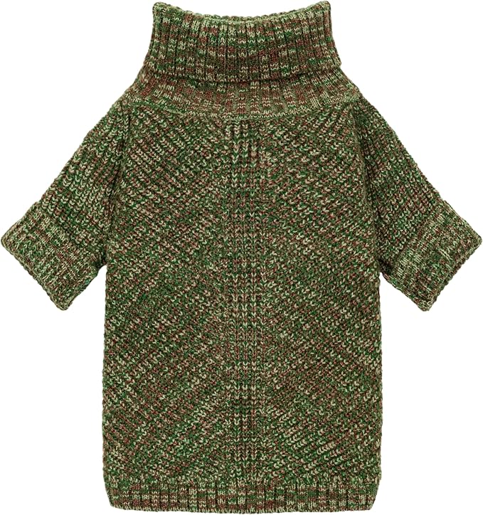 Fitwarm Knitted Turtleneck Dog Sweater, Thermal Dog Winter Clothes for Small Dogs Boy Girl, Holiday Pet Outfit, Heather Green, Small