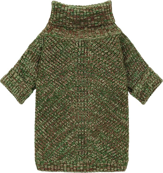 Fitwarm Knitted Turtleneck Dog Sweater, Thermal Dog Winter Clothes for Small Dogs Boy Girl, Holiday Pet Outfit, Heather Green, Small
