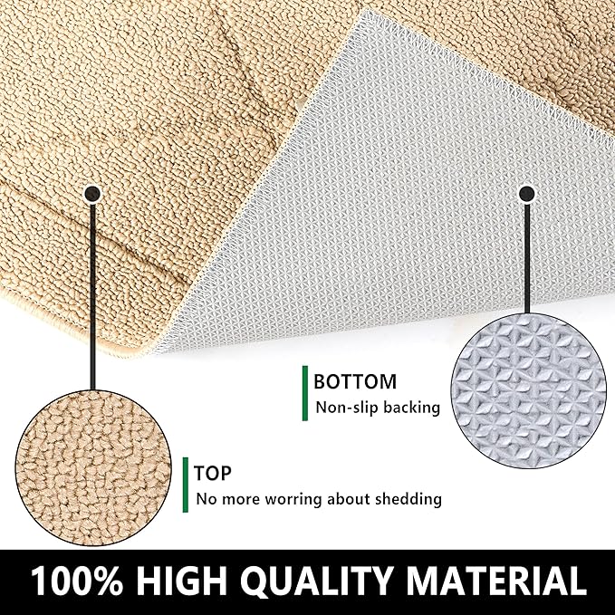 REFETONE Indoor Doormat, Front Back Door Mat 24"x36" Rubber Backing Non Slip Mats, Absorbent Washable Entrance Doormat for Entryway, Resist Dirt Low-Profile Inside Floor Mats for Muddy Shoes, Golden