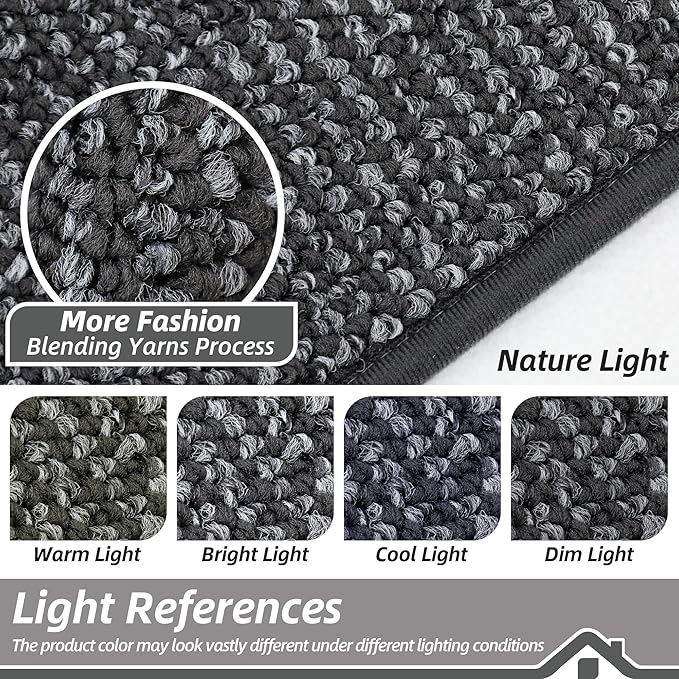 BEQHAUSE Dirt Trapper Door Mat 24" x 36", Non-Slip Washable Doormats Entrance Mat, Dirt Resistant and Absorbent Welcome Mat, Low Profile Floor Mats for Front Back Door and Entryway, Charcoal