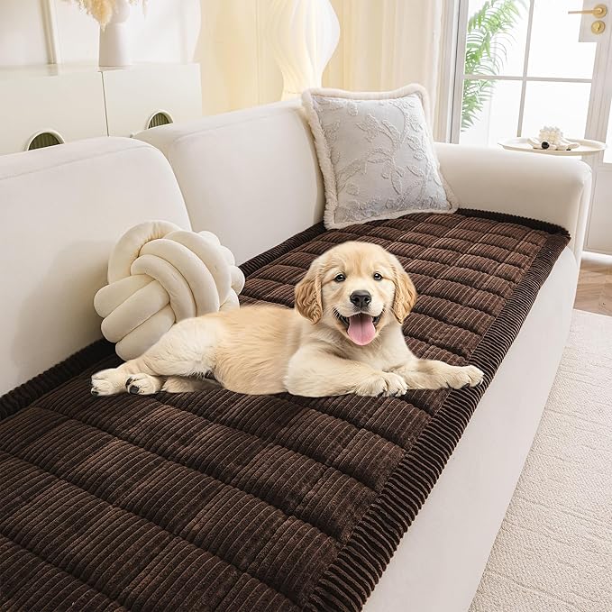 MYSKY HOME Couch Cover for Dogs Washable, Dog Sofa Couch Covers,Washable Non-Slip Couch Sofa Cover Protector Dog Mat for 2 Cushions and Sofas(Chocolate,27.6" x 70.9")