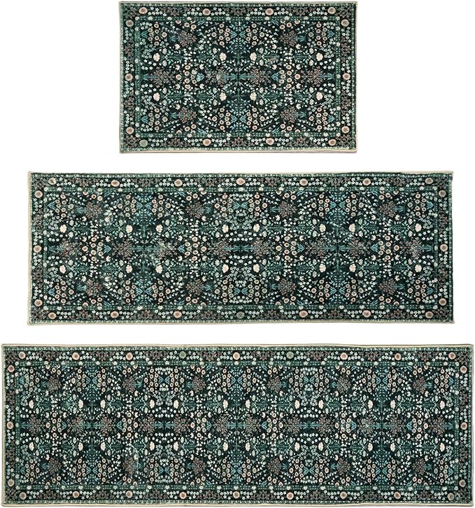 Kitchen Rug Set 3Pcs, Boho Rug Sets Non Slip Washable for Floor Thick Farmhouse Kitchen Decor Runner Rugs for Kitchen, Entryway，Laundry, Hallways 20''x32''+20''x48''+20''x59