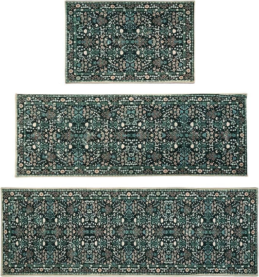Kitchen Rug Set 3Pcs, Boho Rug Sets Non Slip Washable for Floor Thick Farmhouse Kitchen Decor Runner Rugs for Kitchen, Entryway，Laundry, Hallways 20''x32''+20''x48''+20''x59