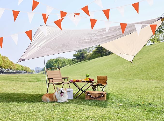 100 Feet Orange & White Pennant Banner Flags String Hanging Orange & White DIY Triangle Bunting Flags,Party Decorations for Grand Opening,Party Events Celebration,Kids Birthday,60 Pcs