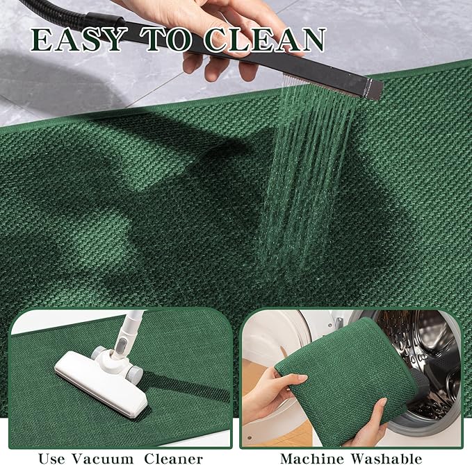 chakme Bathroom Rugs Mat 47x25, Ultra Thin Non Slip Bath Mat Large Quick Dry Absorbent Bath Mat for Bathroom Floor, (Green, 47"x25")