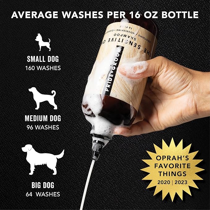 Pride and Groom The Sensitive One | Dog Grooming Shampoo for Puppies and Dogs with Itchy, Dry Skin| Tearless All Natural Body Wash with Essential Oils to Soothe Skin and Reduce Dandruff – 128oz