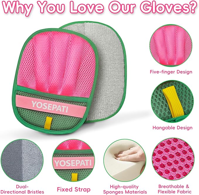 Pet Hair Removal Glove, Five-Finger Magic Brush Electrostatic Mitt, Pet Hair Remover Tool for Dog & Cat, Reusable Pet Hair Gloves Pet Grooming Needs, Fur Remover for Couch, Clothing & Carpet