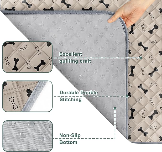 Eterish Reusable Washable Pee Pads for Dogs Large/Extra Large 36'' x 41'' 2 Pack, Absorbent Pet Puppy Dog Training Pads Non-Slip, Waterproof Whelping Potty Pads for Dogs Leak-Proof