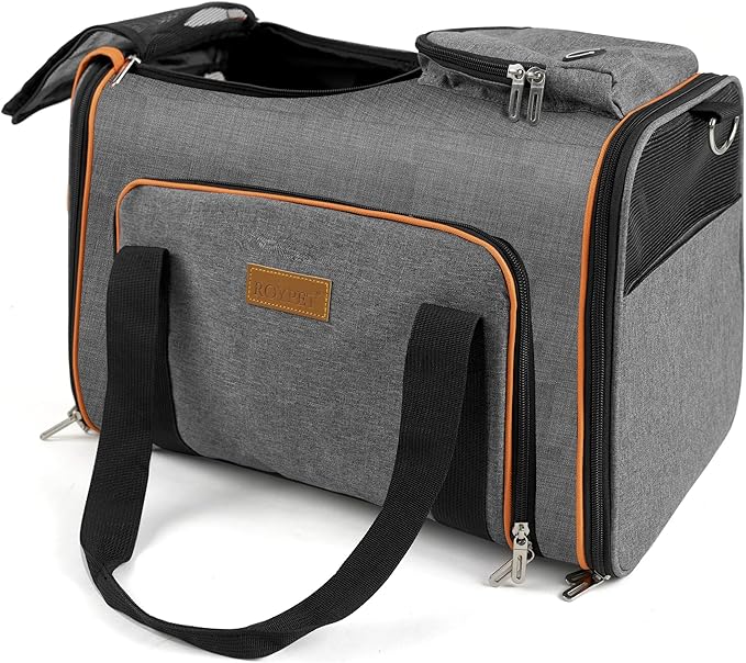 Cat Carrier,Portable Pet Carrier Bag for Cats and Small Dogs,Foldable Soft-Sided and Scratch-Proof mesh Cat Bag Pet Carriers,Airline Approved Pet Carrier,Pet Travel Carrier Up to 15 Lbs,Grey
