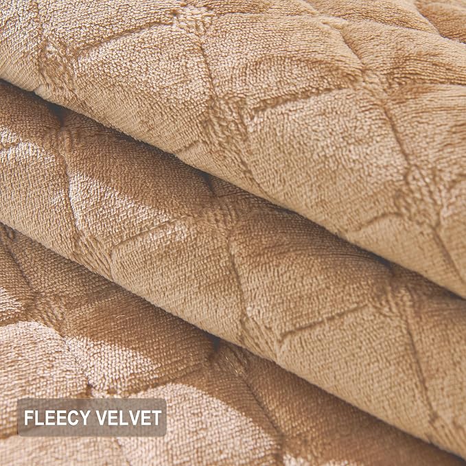 KaviKon Couch Cover Sofa Covers Washable, Velvet Fuzzy Sofa Slipcovers for 3 Cushion Couch, Non-Slip Furniture Protector for Dog Pet, L Shaped Recliner Sectional Couch Cover Khaki,36"X71"(Only 1 Pcs)