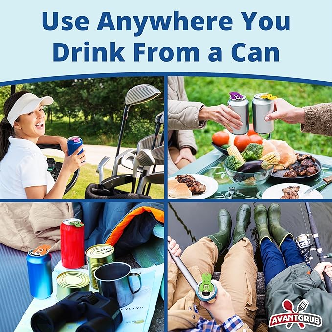 Complete Cover Easy Tab Opener New and Improved 12PK Beverage Barricade 2.0 by Avant Grub. Colorful Drink Can Protector Cap for Soda, Beer, Coke Shields From Bugs, Bees, Dust at the Party, BBQ, Beach