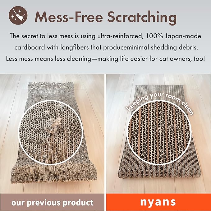 [ Minimal Debris | Long-Lasting (1 Year) | Made in Japan ] nyans Cat Scratcher [ Cat Scratcher, Double-Sided, Heavy-Duty Corrugated Cardboard, Popular ] Standard M Size nyans