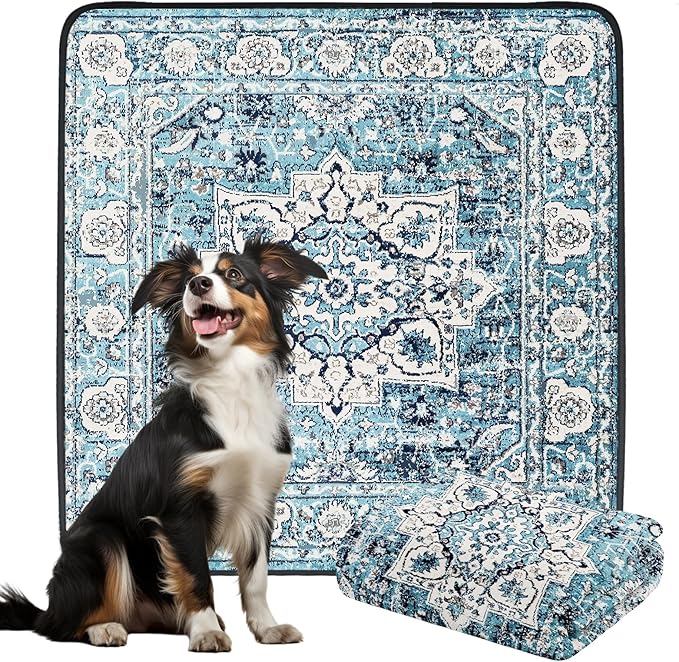 Dogcator Ocean-Blue Non-Slip Dog Washable Pee Pad Extra Large 72" x 72", Reusable Pet Training Pad for Dogs, Cats, and Puppies