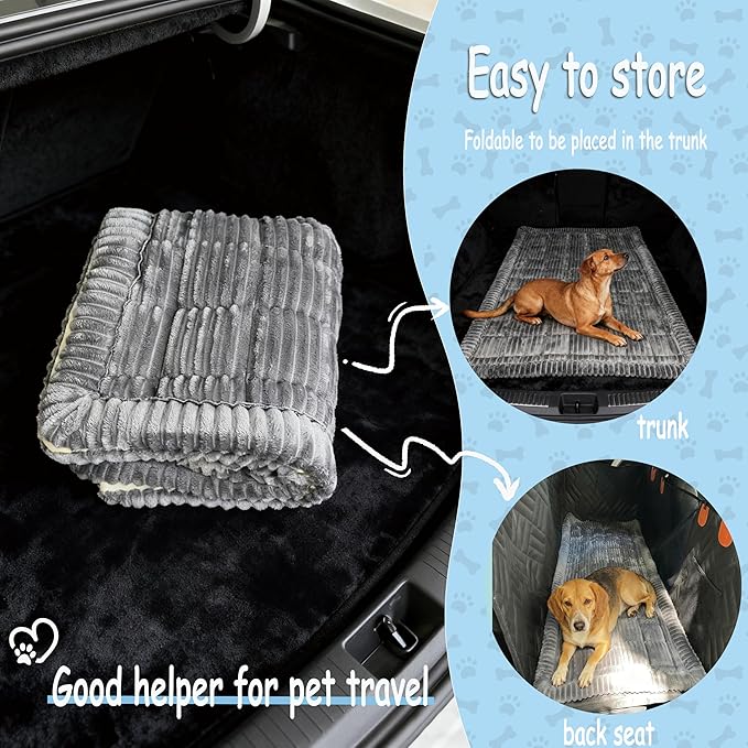 XINYI Dog Car Seat Cover for Back Seat, Dog Bed for Car, Non-Slip Sofa and Travel Pet Mat, Soft and Comfortable, Easy to Clean(Gray, 27.6" X 59.1")