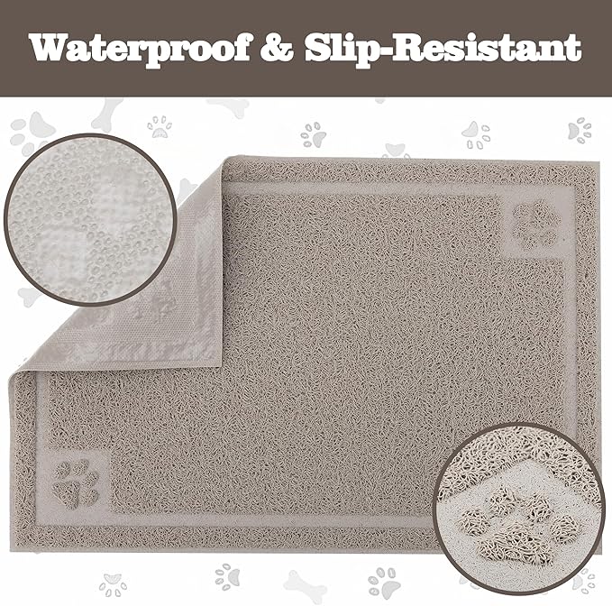 Darkyazi Pet Feeding Mat Large for Dogs and Cats,24"×16" Flexible and Easy to Clean Feeding Mat,Best for Non Slip Waterproof Feeding Mat. (Gray Sand)
