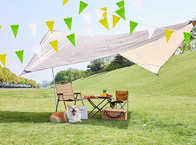 100 Feet Yellow Green & White Pennant Banner Flags String Hanging Yellow Green & White DIY Triangle Bunting Flags,Party Decorations for Grand Opening,Party Events Celebration,Kids Birthday,60 Pcs