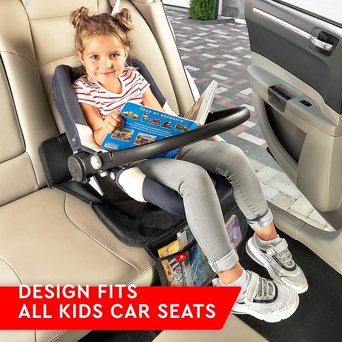 Helteko Car Seat Protector for Child Car Seat, Durable 600D Fabric Waterproof Car Seat Cover with Thick Pad, for Leather and Fabric Seats, Anti Slip