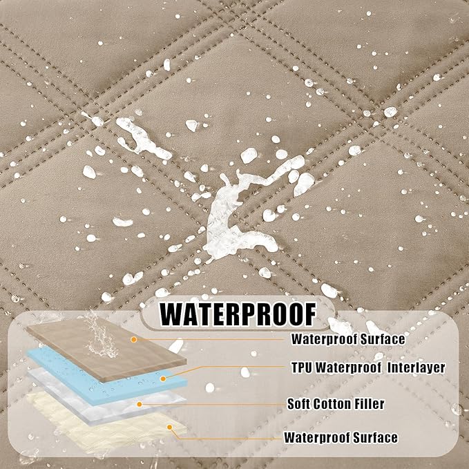 Smiry Waterproof Dog Bed Cover Blanket 30x53, Soft Reversible Pet Blanket, Washable Leakproof Cats Dogs Couch Cover for Sofa, Couch, Furniture, Lattice, Taupe/Beige