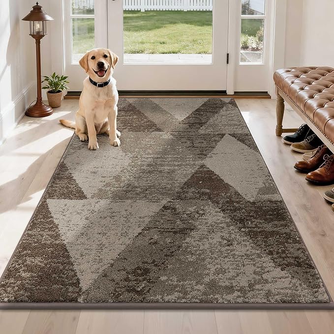 COSY HOMEER Entryway Rugs Doormat 36"x60", Non-Slip Absorbent Polyester, Washable Rugs for Front Door, Dirty Paws & High Traffic Areas, Brown