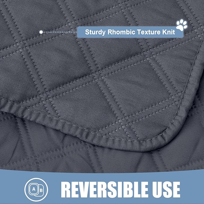 Smiry Waterproof Dog Bed Cover Pet Blanket, Soft Washable Dog Blanket for Furniture Bed Couch Sofa Reversible, Checkered (40"x90", Dark Grey/Dark Grey)