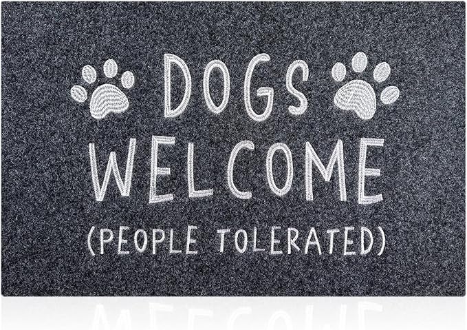 AAZZKANG Dogs Door Mat with Non Slip Rubber Back Funny Paw Doormat Easy to Clean Outdoor Indoor Front Door Mats for Entrance