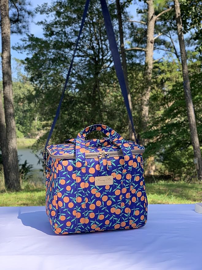Kwang Min Insulated Insulated Cooler Bag,Reusable Large Lunch Bag for Women, Great for Outdoors,Camping,Party,Premium Quality,Adjustable Strap,Foldable