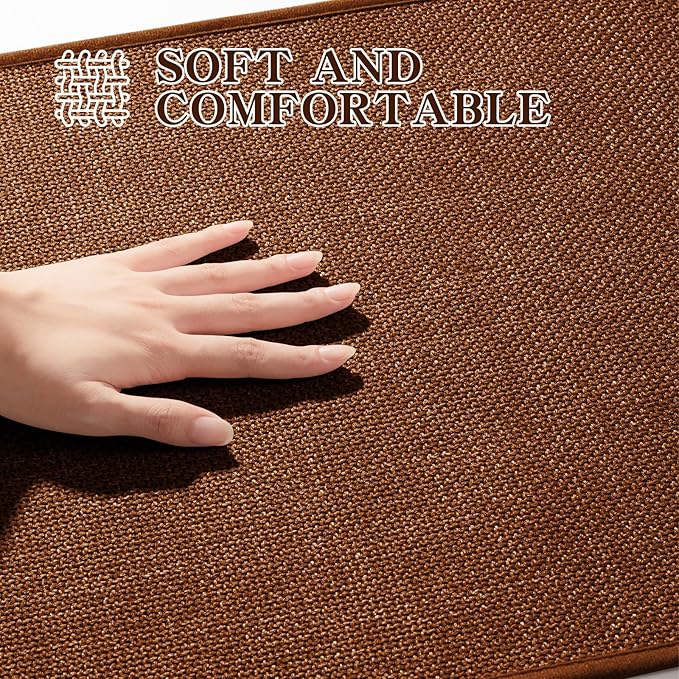 chakme Bathroom Rugs Mat 24x17, Ultra Thin Non Slip Bath Mat Small Quick Dry Absorbent Bath Mat for Bathroom, (Rust, 24"x17")