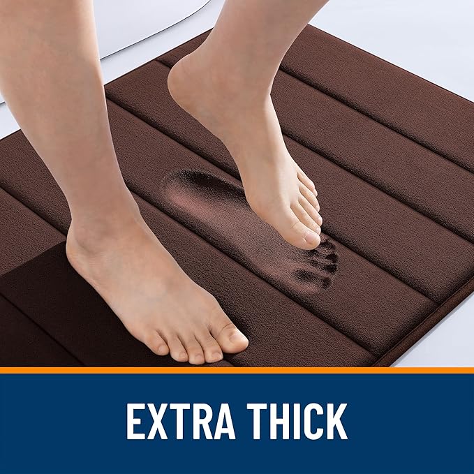 OLANLY Memory Foam Bath Mat 44x24, Super Soft Absorbent Bathroom Rugs, Quick Dry, Machine Washable Shower Floor Rugs, Bathmat Carpet, Bathroom Home Decor Accessories, Brown